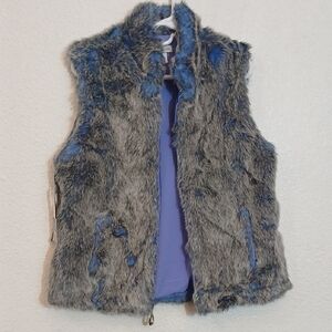 Make Offer!  NECK WORKS Faux Fur Vest in Gray and Blue